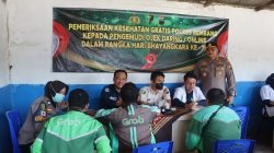 HUT Bhayangkara ke -79, Polres Rembang Gelar Bakti Kesehatan Bagi Driver Ojek Online Sekaligus Bagikan Bantuan Sosial