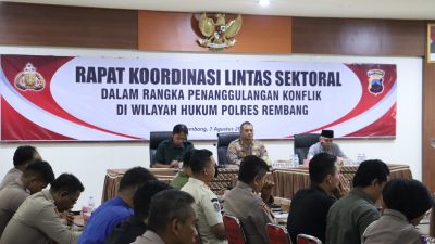Polres Rembang Gelar Rapat Koordinasi Lintas Sektoral  Penanggulangan Konflik Sosial Di Kabupaten Rembang