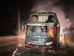 Kapolres Boyolali Pimpin Langsung Penanganan Bus Terbakar di Tol KM 480 B Dukuh Mudal