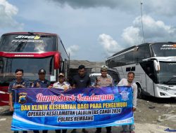 Jajaran Satlantas Polres Rembang Gelar Ramp Check Kendaraan Bus & Kesehatan Pengemudi Dalam Rangka Ops Keselamatan Candi 2024