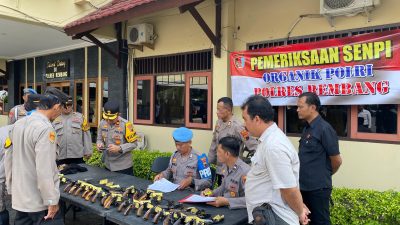 Jajaran Polres Rembang Laksanakan Pemeriksaan Senpi Organik Milik Anggota, Wakapolres Rembang Pimpin Langsung Pengecekan