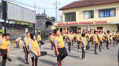 Ditengah Aktivitas Padat, Polres Rembang Tetap Rutin Gelar Olahraga Bersama Guna Jaga Kebugaran Tubuh