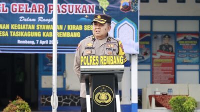 Polres Rembang Mengadakan Apel Gelar Pasukan Untuk Pengamanan Tradisi Syawalan 1446 H