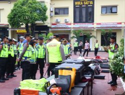 Polres Brebes Gelar Apel Sarana Prasarana Penanggulangan Bencana Alam Jelang Musim Hujan